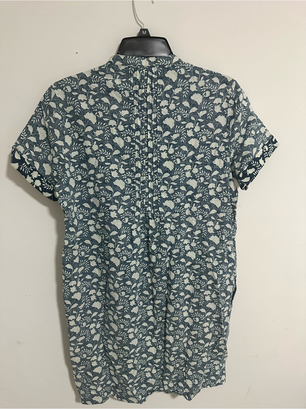 Faherty Navy and White Floral Pintuck Mini Dress - Picture 4 of 6